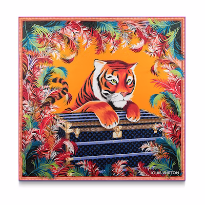 (Women) Louis Vuitton LV Precious Tiger Silk Scarf for Women M77337