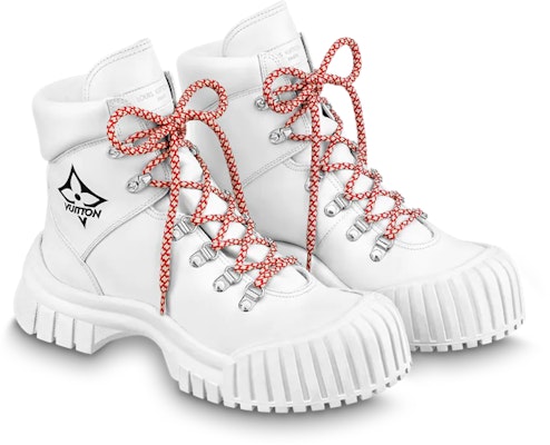 (Women) Louis Vuitton LV Ruby Flat Ranger Ankle Boots 'White' 1AAM20 Lookbook (Women) Louis Vuitton LV Ruby Flat Ranger Ankle Boots 'White' 1AAM20