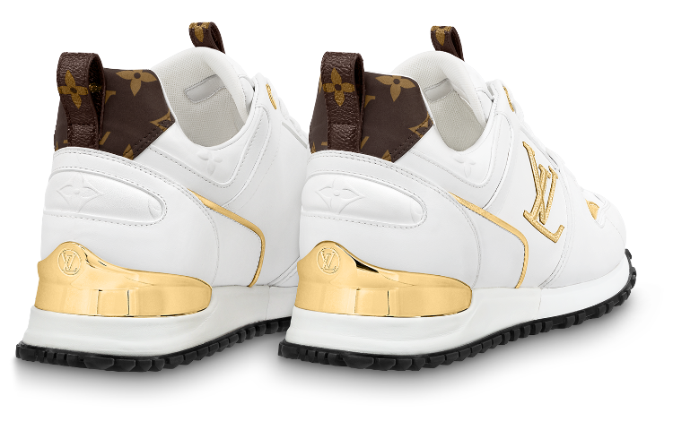 Shop (W) Louis Vuitton LV Run Away Sneaker ''Weiß mit goldenem Logo'' 1AAP3L