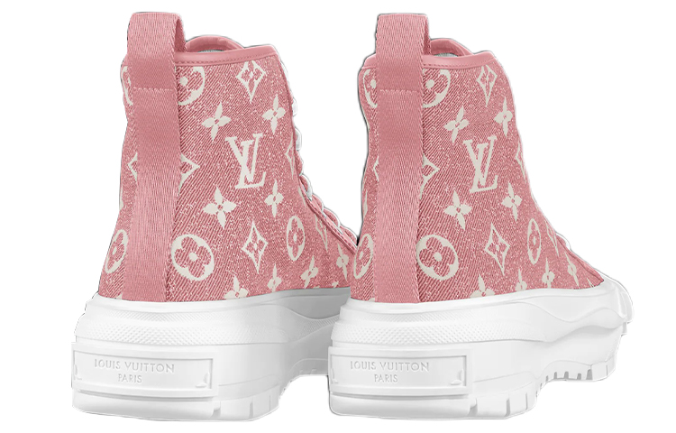 Shop LOUIS VUITTON 路易威登 LV Squad 高筒運動鞋 女款 粉色