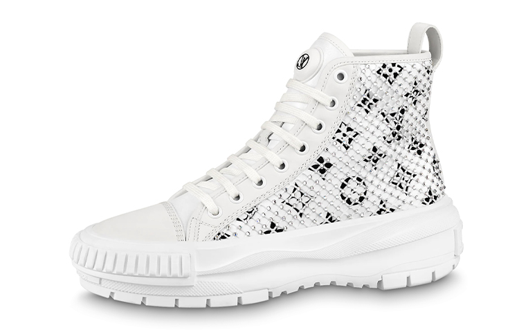 (Women) Louis Vuitton LV Squad Ankle Sneakers 'White with Crystal Monogram' 1A9RZO