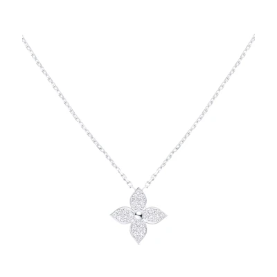 (Women) LOUIS VUITTON LV Star Blossom 18K White Gold Diamond Necklace Silver . Q93622