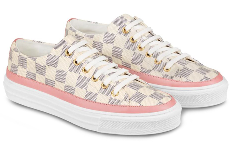 Lookbook (W) Louis Vuitton LV Stellar Damier Azur Baskets Basses Rose Femme 1A4XMQ