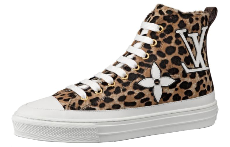 (Women) Louis Vuitton LV Stellar High-Top Sneakers Leopard 'Brown Yellow' 1A5NPK