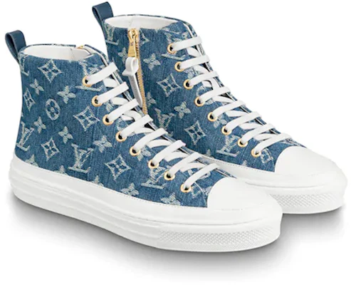 (W) Louis Vuitton LV Stellar Hoge Sneakers Denim Blauw 1A4VT Shop (W) Louis Vuitton LV Stellar Hoge Sneakers Denim Blauw 1A4VT