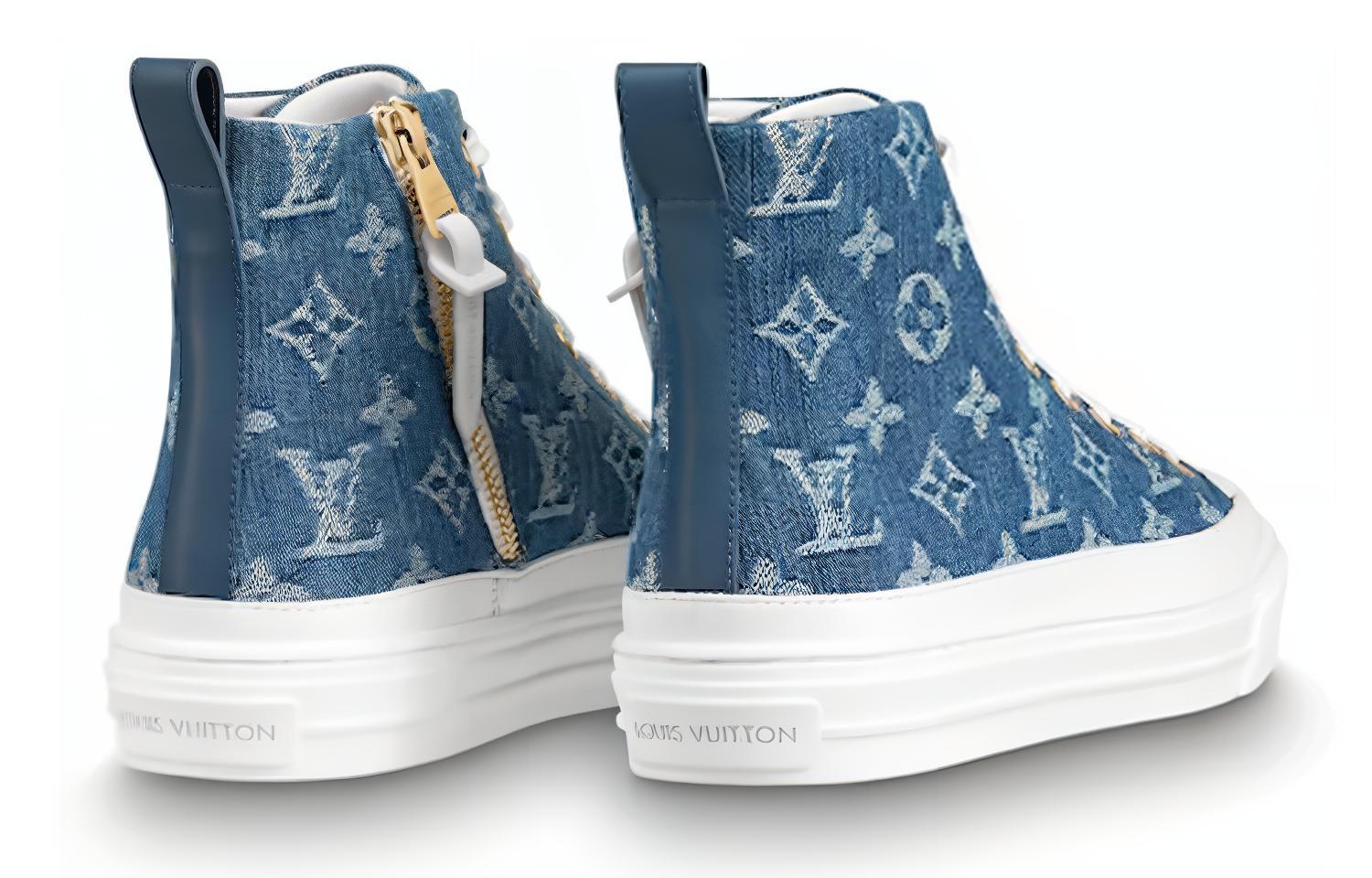 Purchase (W) Louis Vuitton LV Stellar Hoge Sneakers Denim Blauw 1A4VT