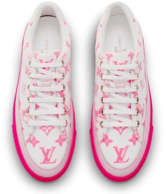 (Women) Louis Vuitton LV Stellar Low-Top Sneaker Pink/White 1A65TM Lookbook (Women) Louis Vuitton LV Stellar Low-Top Sneaker Pink/White 1A65TM