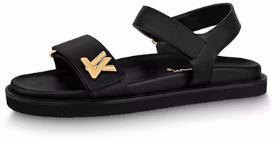(Women) Louis Vuitton LV Sunset 'Black Leather Open-Toe Buckle' 1ABW6U (Women) Louis Vuitton LV Sunset 'Black Leather Open-Toe Buckle' 1ABW6U
