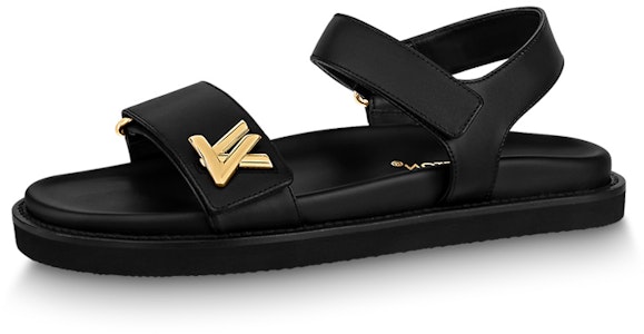 路易威登 LV Sunset 皮革 露趾搭扣圓頭 時尚涼拖 女款 黑色 Buy 路易威登 LV Sunset 皮革 露趾搭扣圓頭 時尚涼拖 女款 黑色