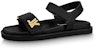(W) Louis Vuitton LV Sunset 'Kulit Hitam Sandal Terbuka dengan Gesper' 1ABW6U