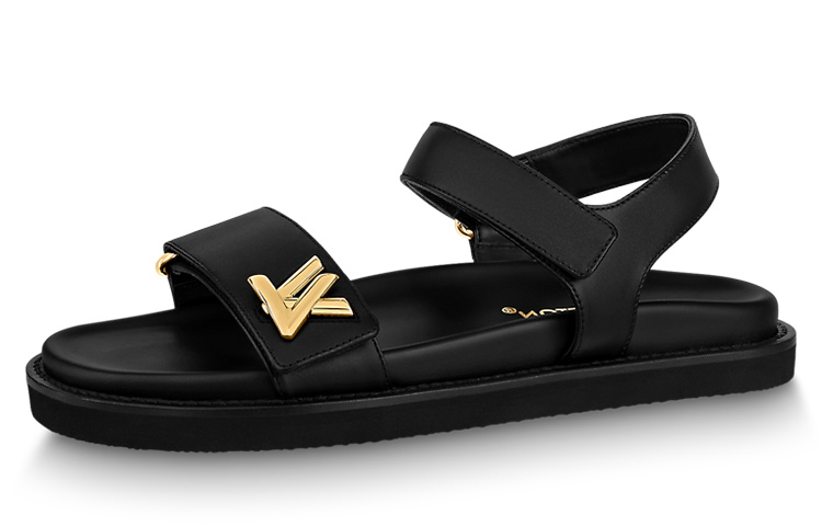 (Women) Louis Vuitton LV Sunset 'Black Leather Open-Toe Buckle' 1ABW6U