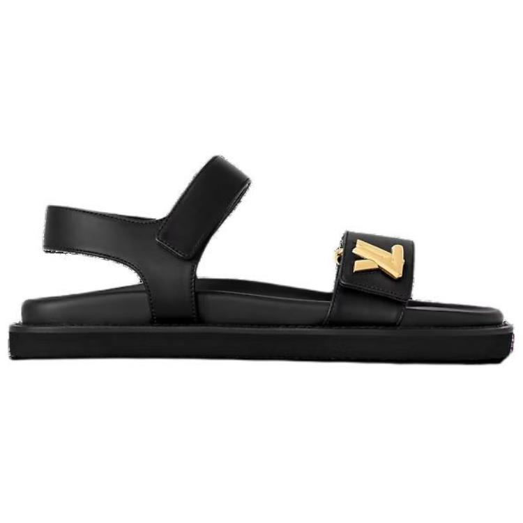 Order (W) Louis Vuitton LV Sunset 'Sandalia de Cuero Negro con Hebilla y Punta Abierta' 1ABW6U