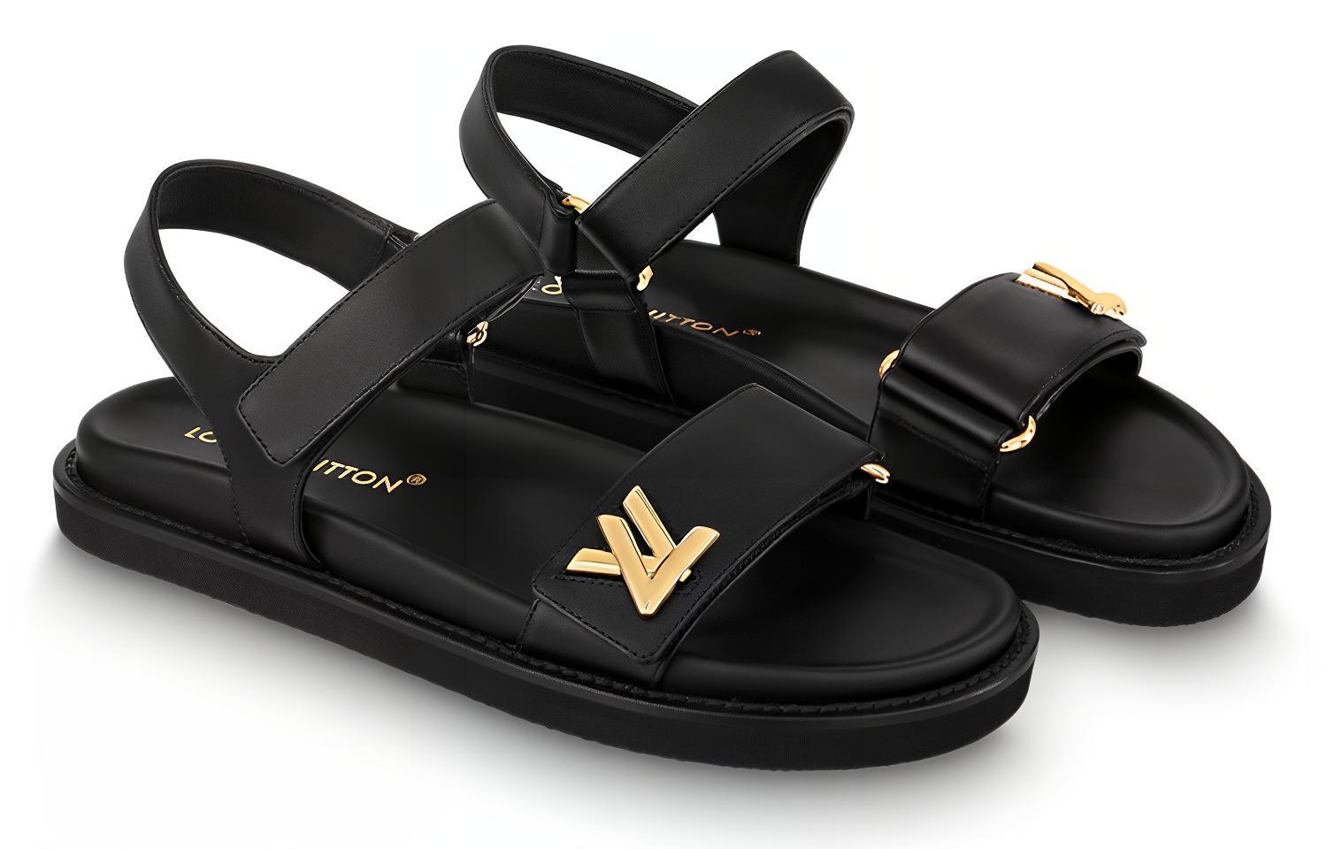 Lookbook (W) Louis Vuitton LV Sunset 'Sandalia de Cuero Negro con Hebilla y Punta Abierta' 1ABW6U