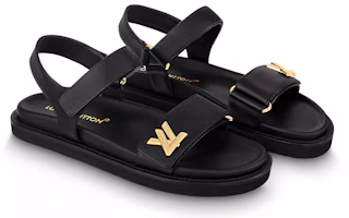 Lookbook (W) Louis Vuitton LV Sunset 'Kulit Hitam Sandal Terbuka Gesper' 1ABW6U
