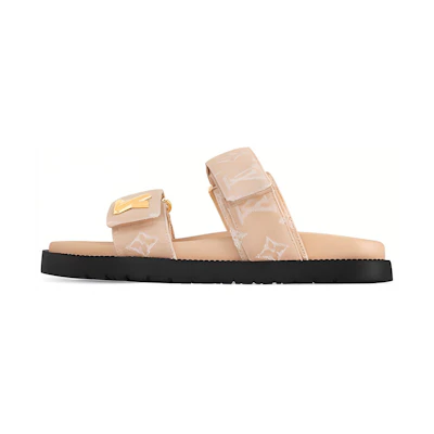(W) LV LV Sunset 'Denim Flat Slides Light Brown'