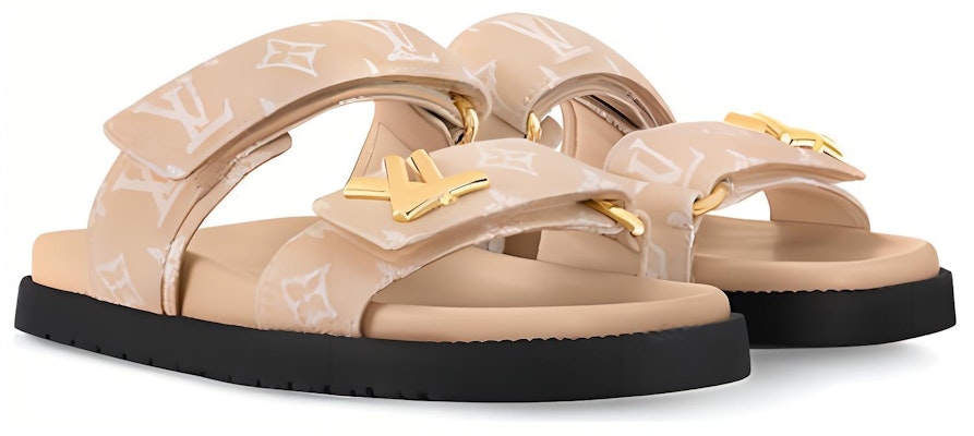 (Women) Louis Vuitton LV Sunset 'Denim Flat Slides Light Brown' 1ACZ82 Lookbook (Women) Louis Vuitton LV Sunset 'Denim Flat Slides Light Brown' 1ACZ82