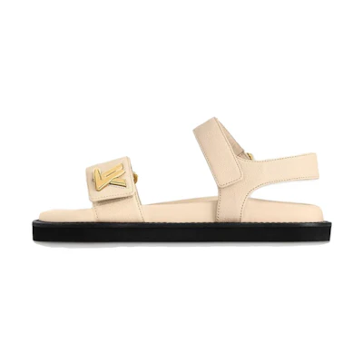 (W) LV LV Sunset 'Monogram Flax Leather Adjustable Nylon Strap Slide'