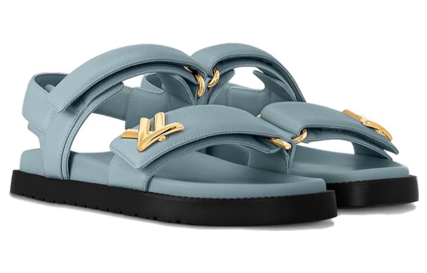 Lookbook (W) Sandal Louis Vuitton LV Sunset Flat Comfort 'Biru Hitam' Fashion. 1AC7Y3