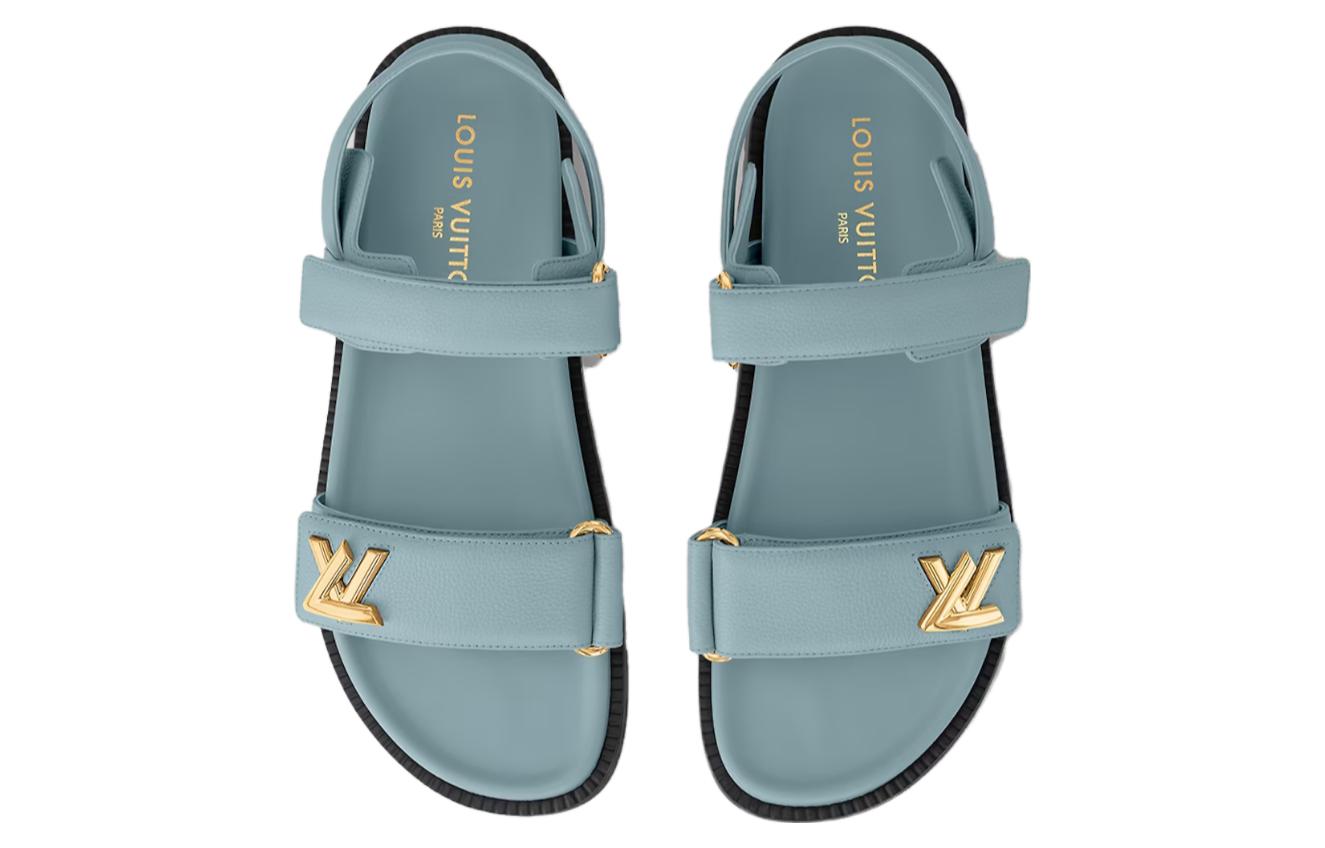 Shop (W) Sandal Louis Vuitton LV Sunset Flat Comfort 'Biru Hitam' Fashion. 1AC7Y3