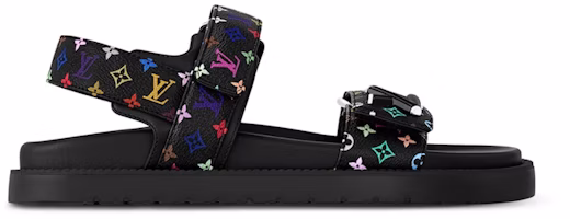 (Women) Louis Vuitton LV Sunset Flat Comfort Sandal Takashi Murakami Black 1AGXF6 (Women) Louis Vuitton LV Sunset Flat Comfort Sandal Takashi Murakami Black 1AGXF6