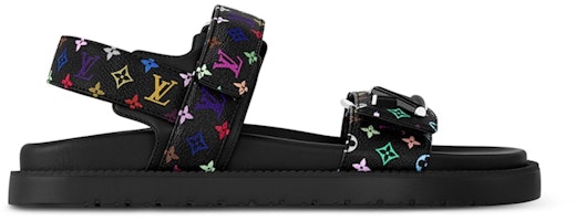 (Women) Louis Vuitton LV Sunset Flat Comfort Sandal Takashi Murakami Black 1AGXF6 (Women) Louis Vuitton LV Sunset Flat Comfort Sandal Takashi Murakami Black 1AGXF6