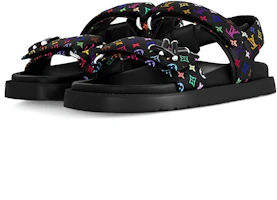 Lookbook (W) Sandal Louis Vuitton LV Sunset Flat Takashi Murakami Warna Hitam 1AGXF6