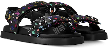 Shop (W) Sandal Louis Vuitton LV Sunset Flat Takashi Murakami Warna Hitam 1AGXF6