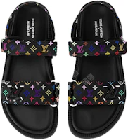 Purchase (W) Sandal Louis Vuitton LV Sunset Flat Takashi Murakami Warna Hitam 1AGXF6