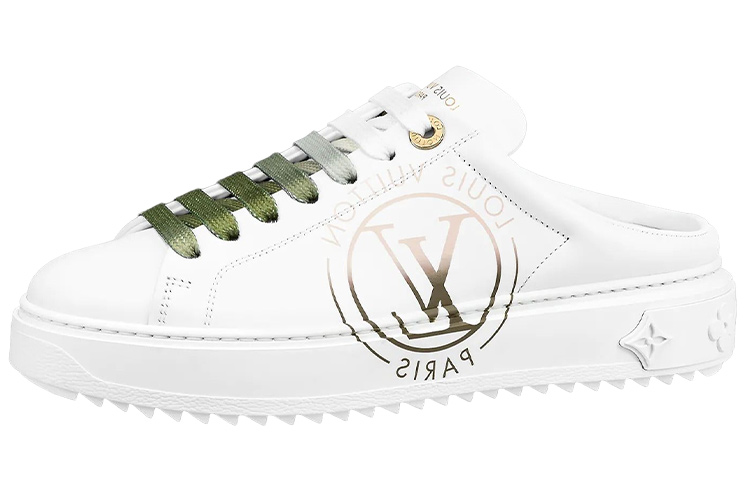 (Women) Louis Vuitton LV Time Out Mules 'White with Green Ombre' 1AA1CX