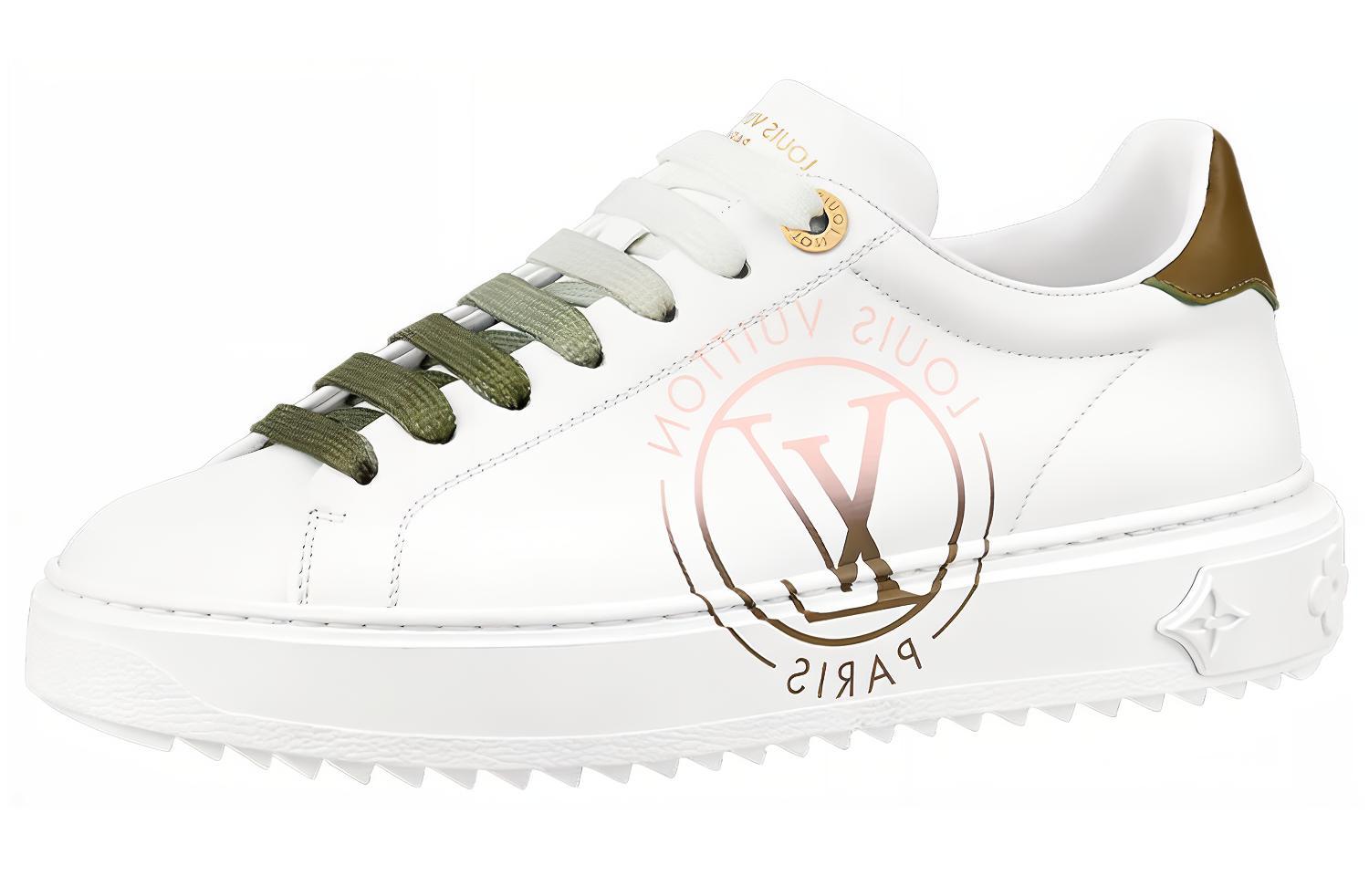 (Women) Louis Vuitton LV Time Out Sneakers 'White with Green Ombre' 1AA1C1