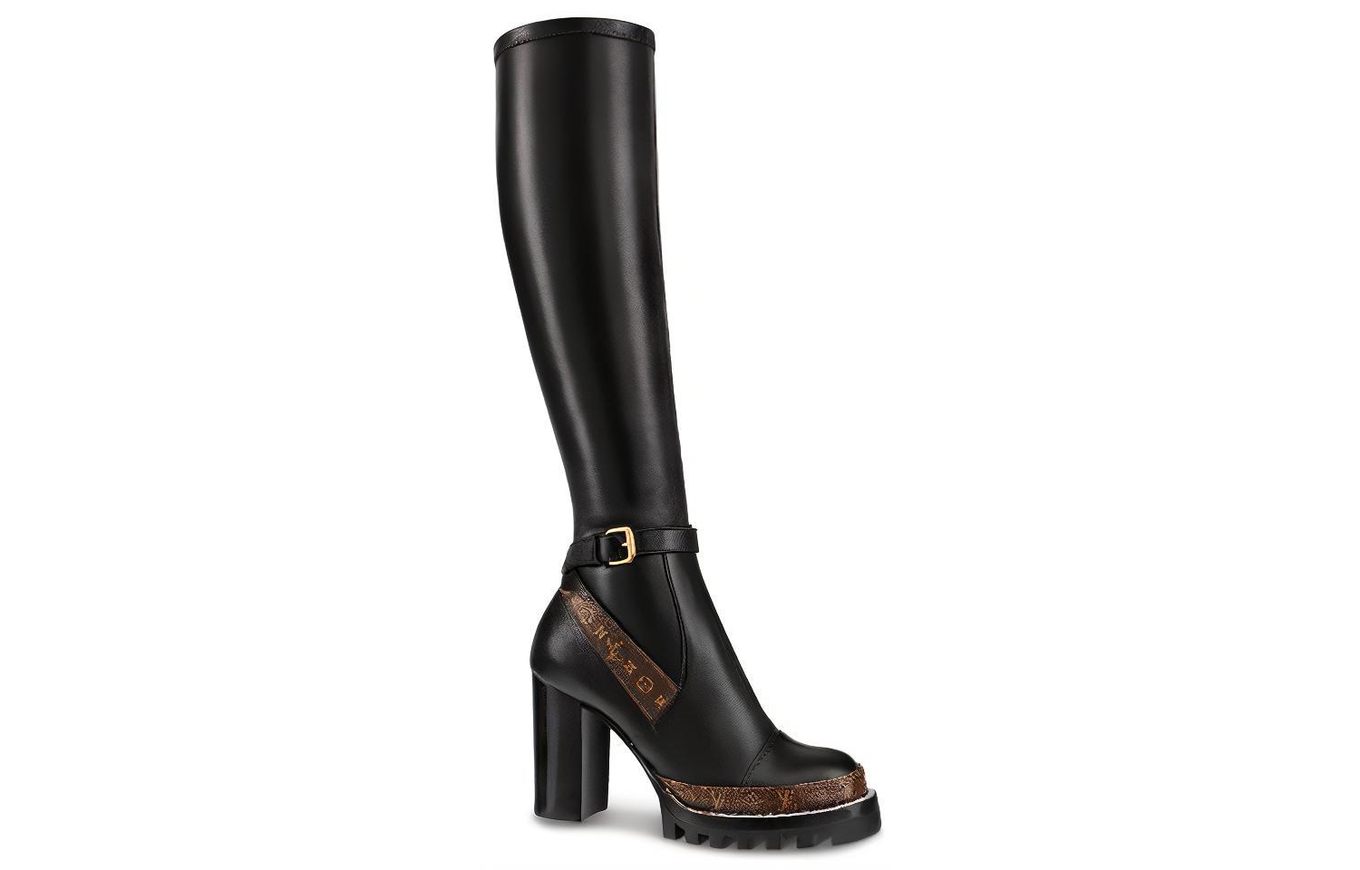 Order 路易威登 LV Trail 牛皮革 高筒靴 5cm 女款 黑色