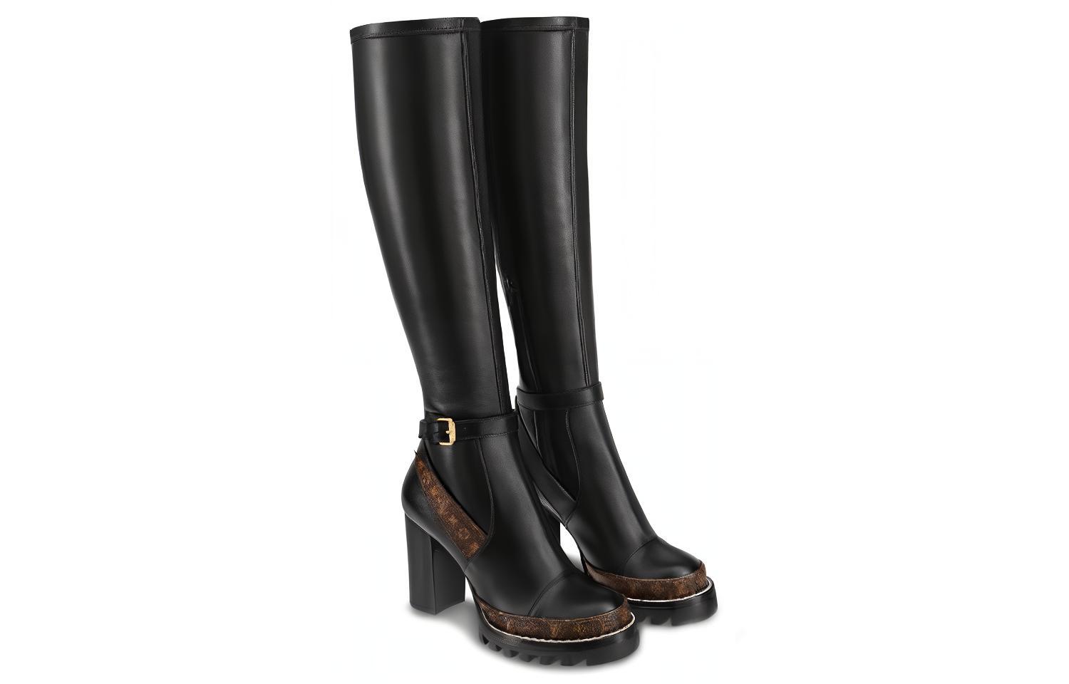 Lookbook 路易威登 LV Trail 牛皮革 高筒靴 5cm 女款 黑色