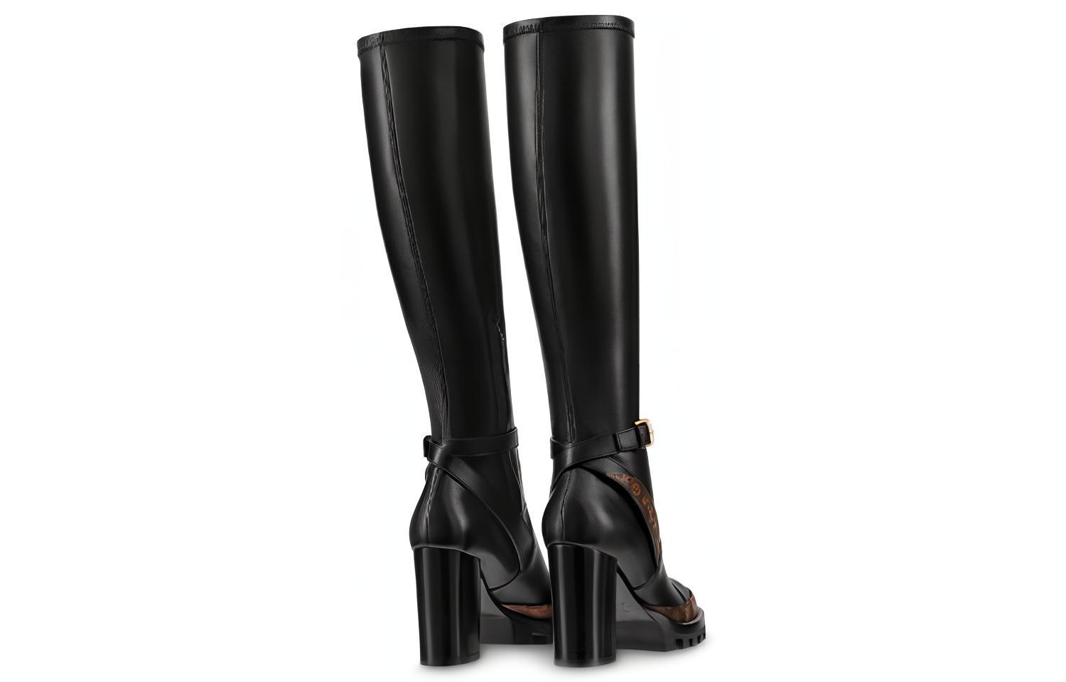 Shop 路易威登 LV Trail 牛皮革 高筒靴 5cm 女款 黑色