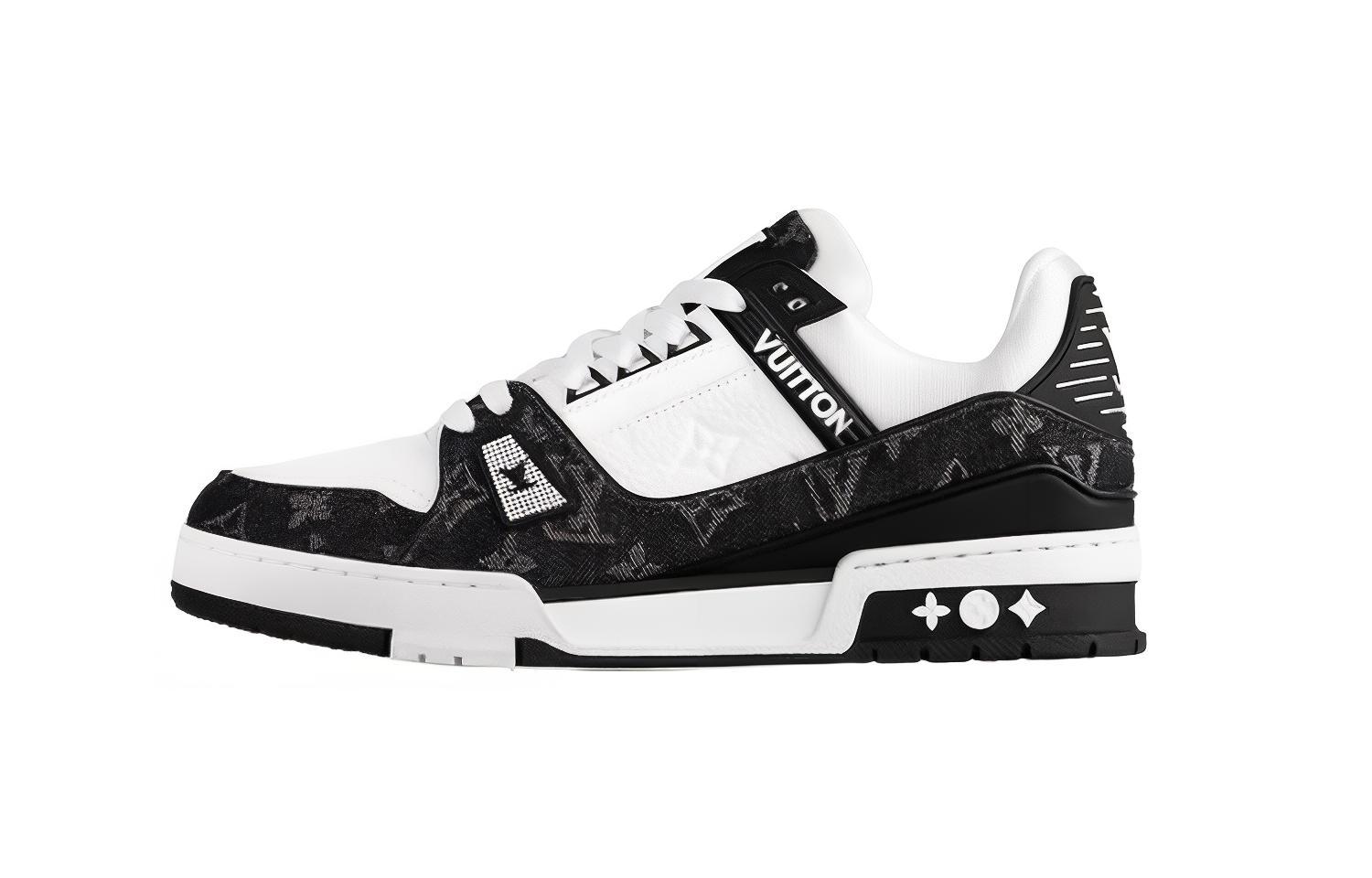 (Women) Louis Vuitton LV Trainer Sneaker 'Black Mesh Monogram with 'White' 1AC2A5