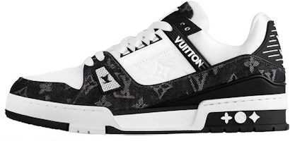 (Women) Louis Vuitton LV Trainer Sneaker 'Black Mesh Monogram with 'White' 1AC2A5 (Women) Louis Vuitton LV Trainer Sneaker 'Black Mesh Monogram with 'White' 1AC2A5