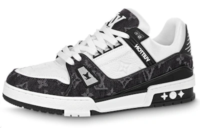(Women) Louis Vuitton LV Trainer Sneaker 'Black Mesh Monogram with 'White'