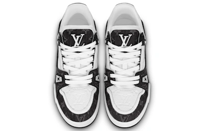 (Women) Louis Vuitton LV Trainer Sneaker 'Black Mesh Monogram with 'White'