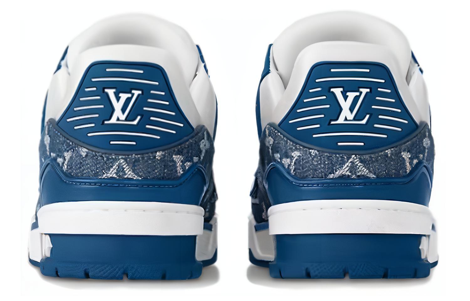 Shop (W) Zapatillas Louis Vuitton LV Trainer 'Blanco con Monograma Azul de Malla' 1AC2AM