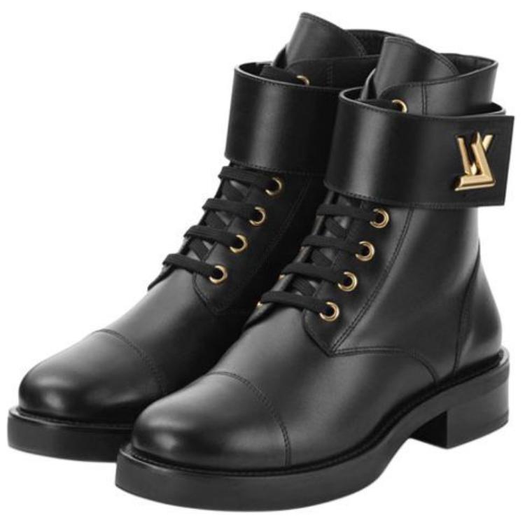 Shop (W) Louis Vuitton LV Wonderland Schwarze Martin-Stiefel aus Kalbsleder 1A1IXU