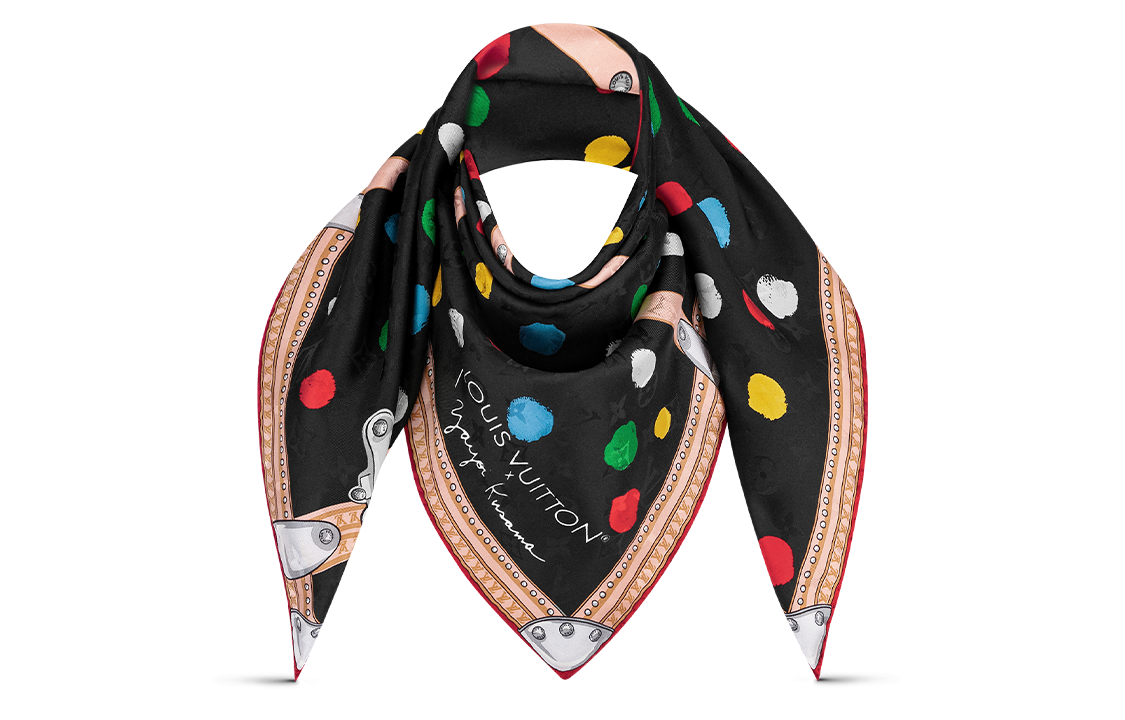 (Women) Louis Vuitton LV YK Monogram Polka Dot Print Silk Scarf Black  Fashion M78283 圖 3