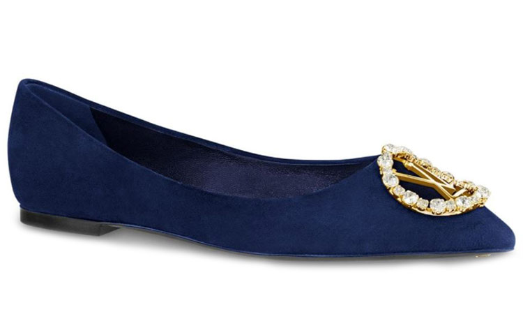 Order (W) Louis Vuitton Madeleine Ballet Flat 'Biru Navy Velour Kulit Kambing' 1A4VBF