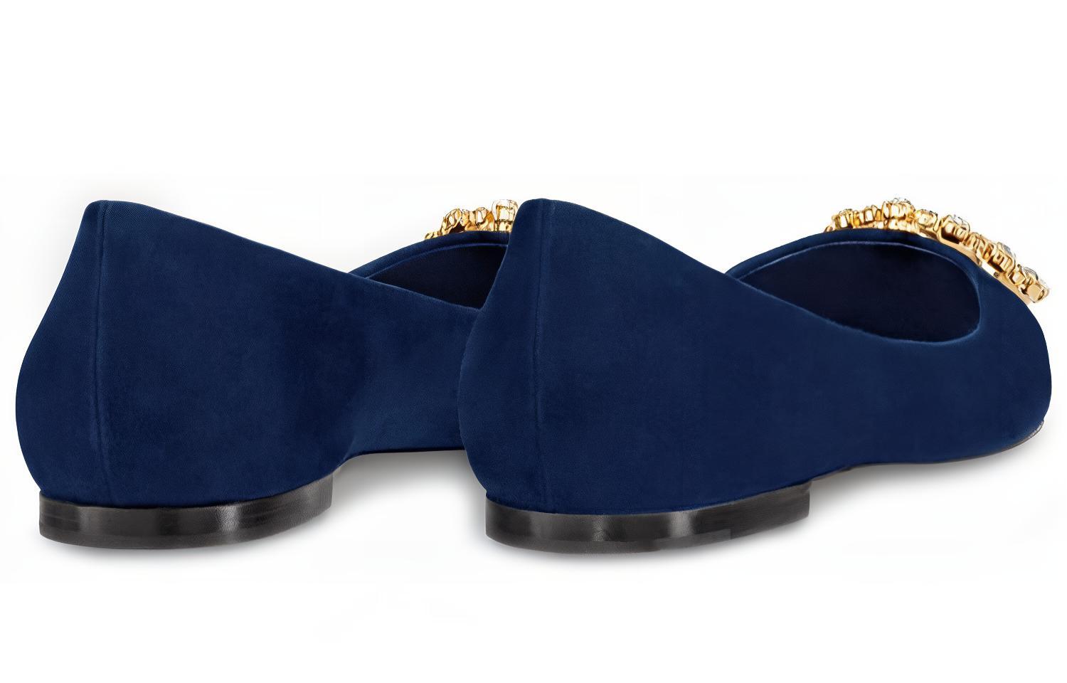 Shop (W) Louis Vuitton Madeleine Ballet Flat 'Biru Navy Velour Kulit Kambing' 1A4VBF