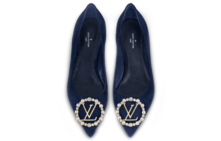 Purchase (W) Louis Vuitton Madeleine Ballet Flat 'Biru Navy Velour Kulit Kambing' 1A4VBF