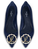 Purchase (W) Louis Vuitton Madeleine Ballet Flat 'Biru Navy Velour Kulit Kambing' 1A4VBF