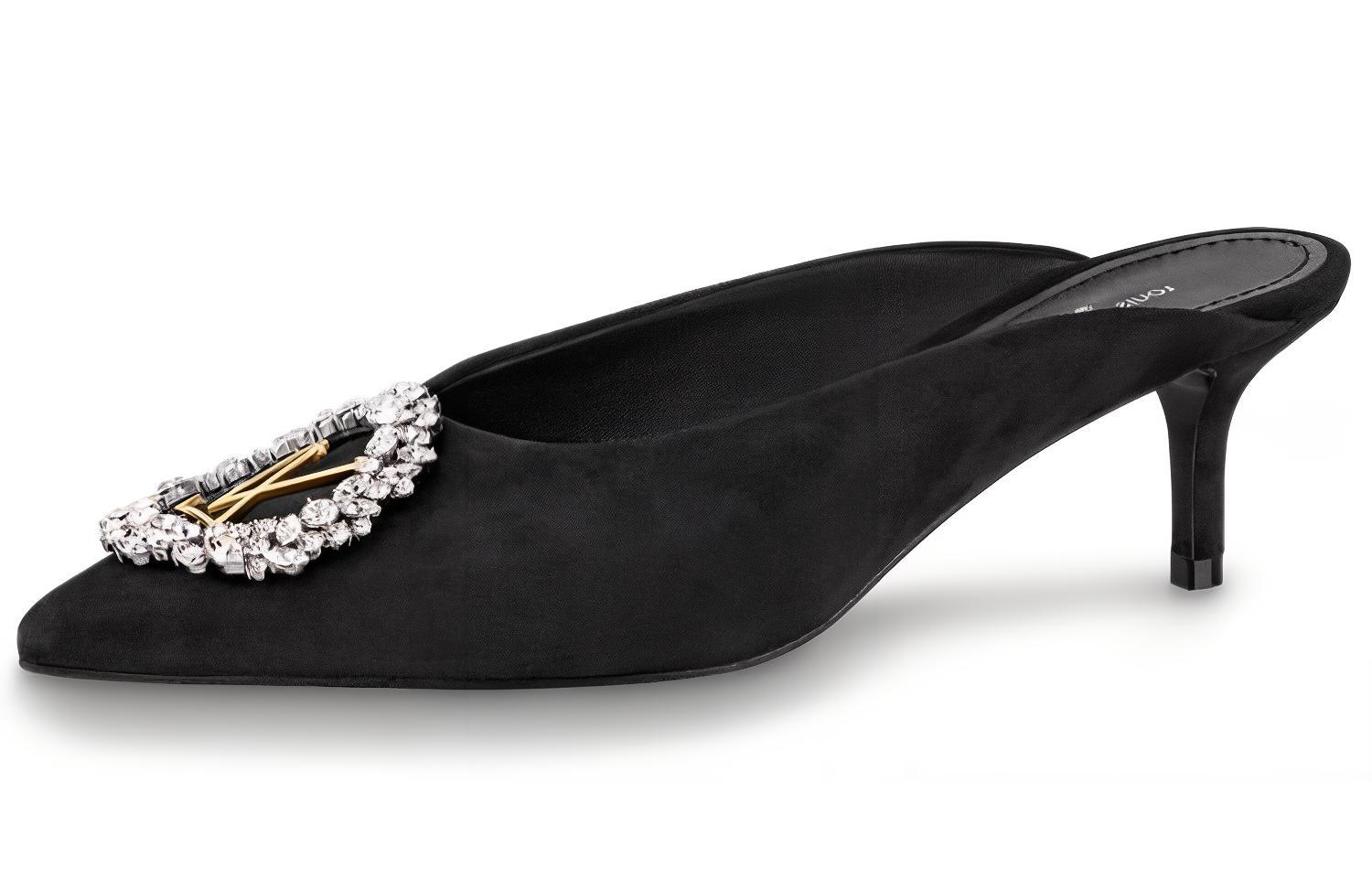 Buy (W) Louis Vuitton Madeleine Mule Baskets à Talons Hauts en Daim Noir 1A5BU3