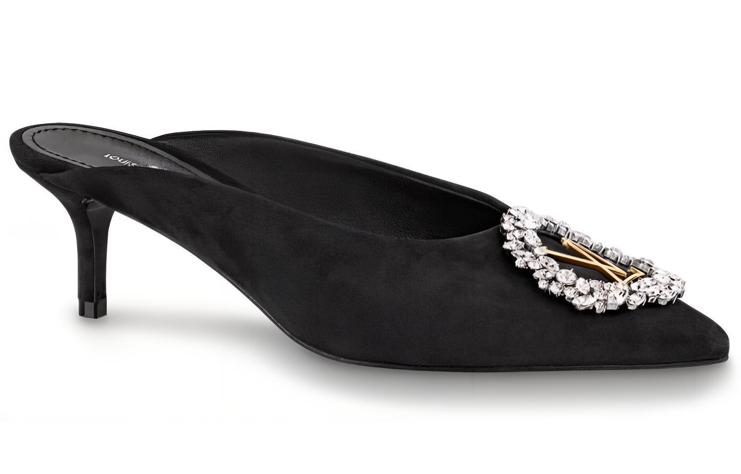 Order (W) Louis Vuitton Madeleine Mule Baskets à Talons Hauts en Daim Noir 1A5BU3