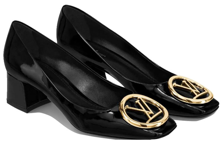 Shop (W) Louis Vuitton Madeleine Pump ''Schwarzes Lackiertes Kalbsleder'' 1A4X9S