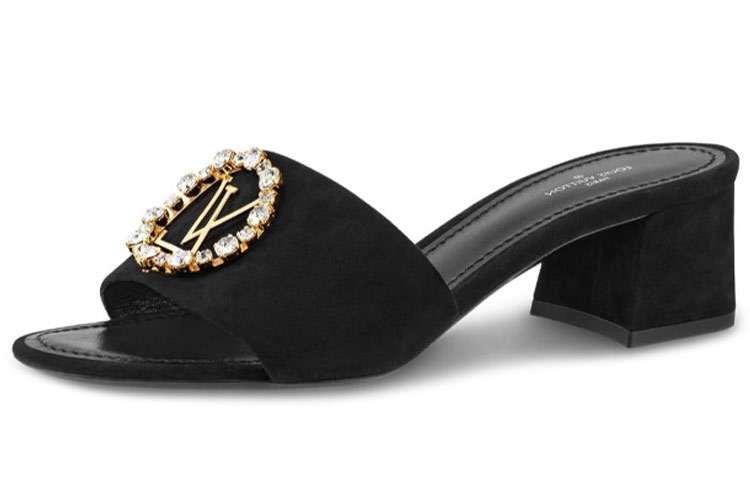 Buy (W) 路易威登玛德琳黑色天鹅绒山羊皮拖鞋 1A4V6B