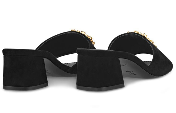 Shop (W) 路易威登玛德琳黑色天鹅绒山羊皮拖鞋 1A4V6B