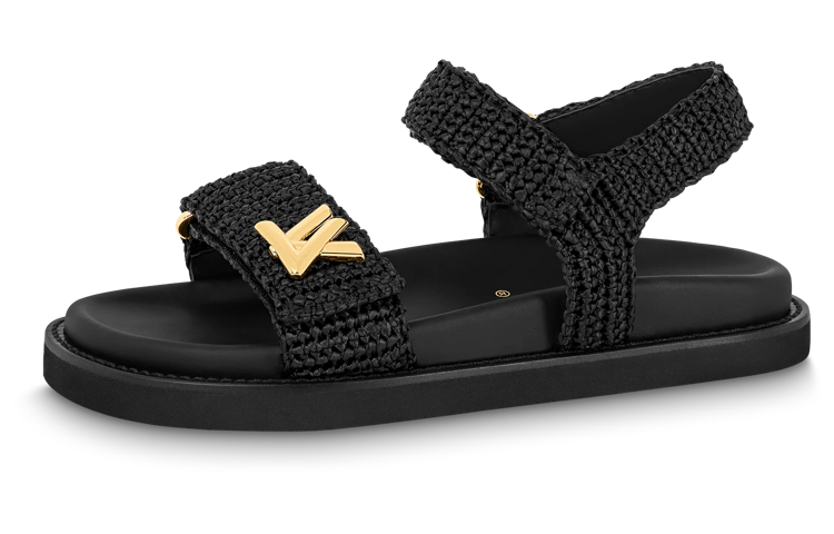 Buy (W) Louis Vuitton Magic Tape 'Sandal Fashion Hitam Serat Raffia' 1ABHG1